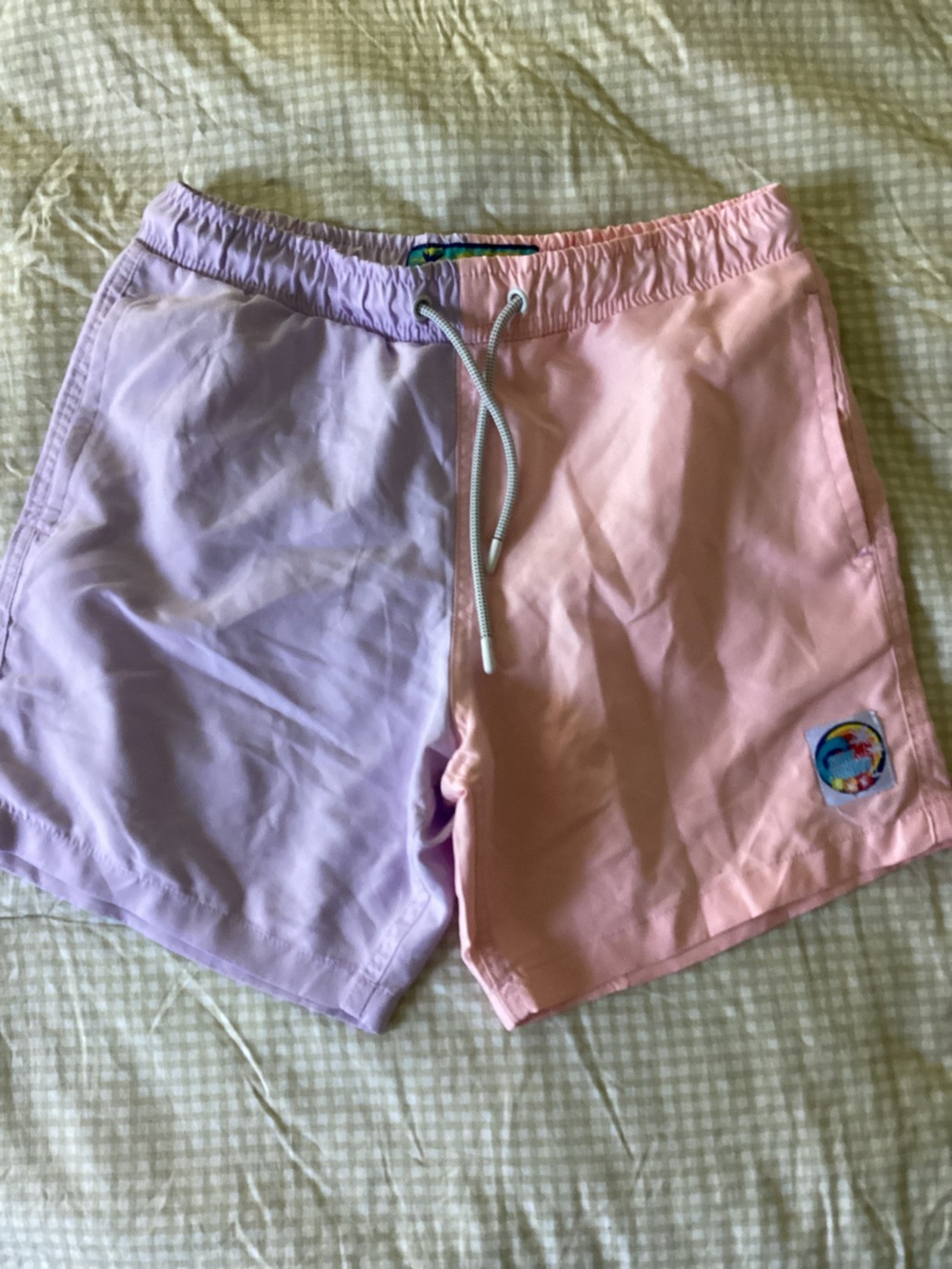 Color-Block Pink & Lavender Women’s Drawstring Shorts